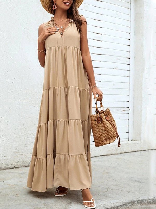 Women's Dresses Loose Sleeveless Beach Ruffle Dress - Maxi Dresses - Instastyled | Online Fashion Free Shipping Clothing, Dresses, Tops, Shoes - 21/06/2022 - 30-40 - Casual Dresses