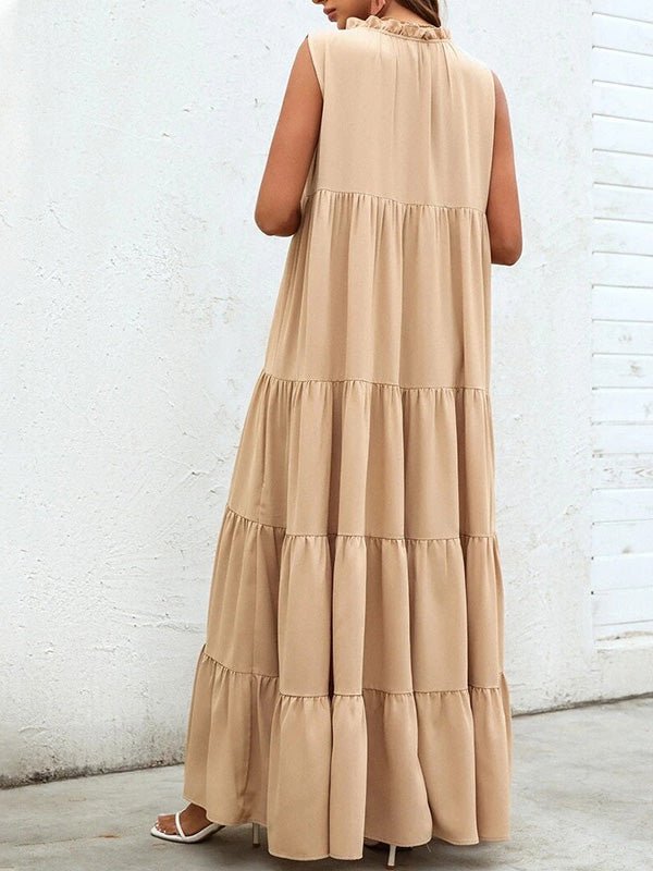 Women's Dresses Loose Sleeveless Beach Ruffle Dress - Maxi Dresses - Instastyled | Online Fashion Free Shipping Clothing, Dresses, Tops, Shoes - 21/06/2022 - 30-40 - Casual Dresses