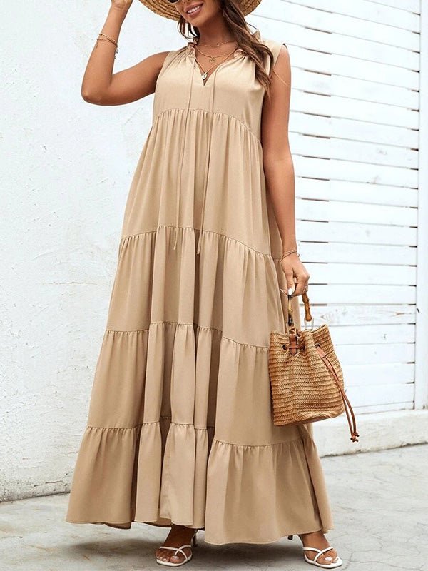 Women's Dresses Loose Sleeveless Beach Ruffle Dress - Maxi Dresses - Instastyled | Online Fashion Free Shipping Clothing, Dresses, Tops, Shoes - 21/06/2022 - 30-40 - Casual Dresses