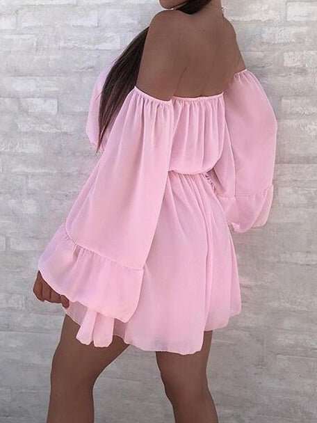 Women's Dresses Loose Solid One Shoulder Long Sleeve Dress - Mini Dresses - Instastyled | Online Fashion Free Shipping Clothing, Dresses, Tops, Shoes - 06/06/2022 - 30-40 - Casual Dresses