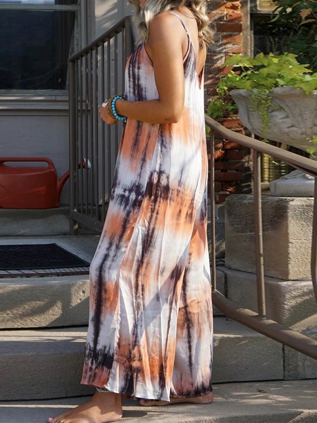 Women's Dresses Loose Tie Dye Striped Print Slip Dress - Maxi Dresses - Instastyled | Online Fashion Free Shipping Clothing, Dresses, Tops, Shoes - 22/02/2022 - Color_Blue - Color_Green
