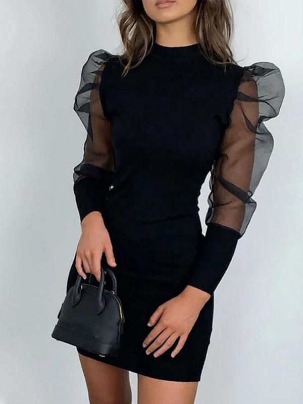 Women's Dresses Mesh Puff Sleeve Slim Fit Dress - Mini Dresses - Instastyled | Online Fashion Free Shipping Clothing, Dresses, Tops, Shoes - 20-30 - 30/08/2022 - bodycon-dresses