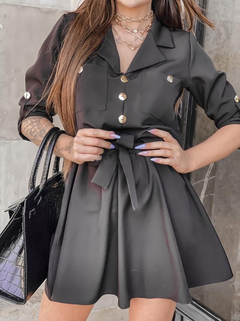 Women's Dresses Nine-Quarter Sleeves With Suit Collar Shirt Dress - Mini Dresses - INS | Online Fashion Free Shipping Clothing, Dresses, Tops, Shoes - 20-30 - 24/08/2021 - Category_Mini Dresses