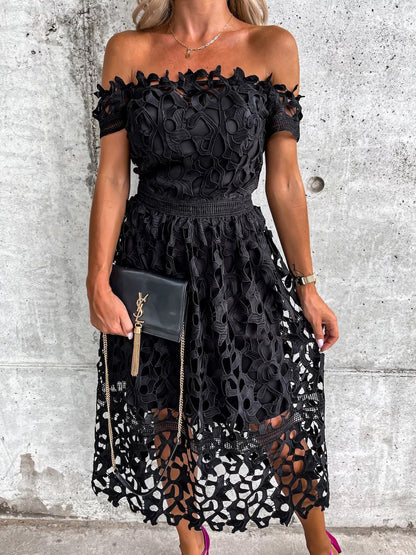 Women's Dresses One-Shoulder Hollow Maxi Dress - Maxi Dresses - Instastyled | Online Fashion Free Shipping Clothing, Dresses, Tops, Shoes - 07/09/2022 - Casual Dresses - Color_Black