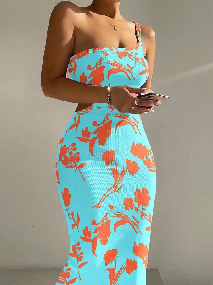 Women's Dresses One Shoulder Print Tube Top High Stretch Dress - Maxi Dresses - Instastyled | Online Fashion Free Shipping Clothing, Dresses, Tops, Shoes - 12/07/2022 - Bodycon Dresses - Color_Black