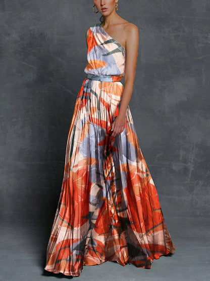Women's Dresses One Shoulder Printed Maxi Dress - MsDressly