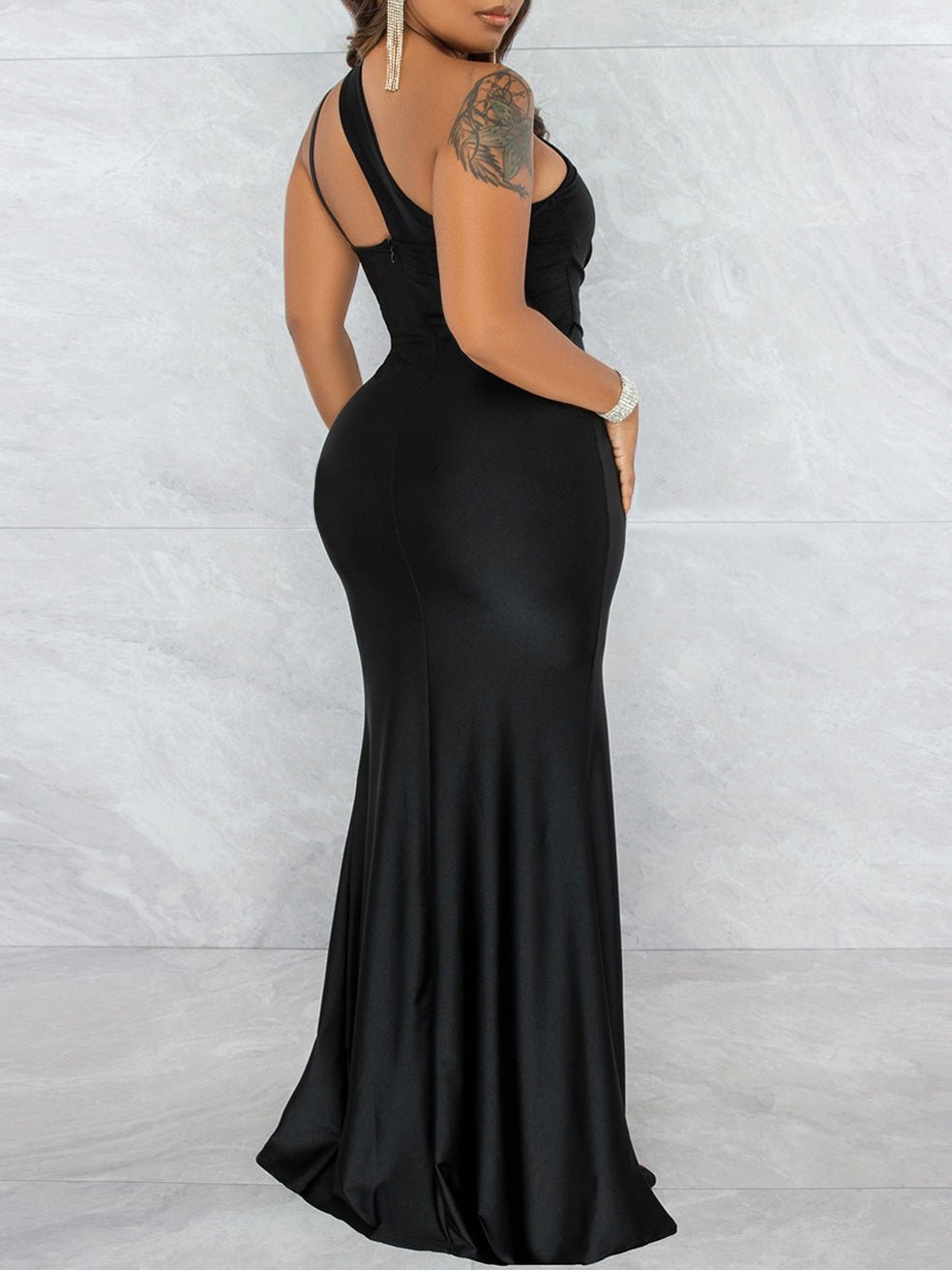 Women's Dresses One-Shoulder Sling Sleeveless Slit Dress - Maxi Dresses - Instastyled | Online Fashion Free Shipping Clothing, Dresses, Tops, Shoes - 01/07/2022 - 30-40 - color-black