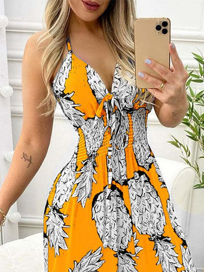 Women's Dresses Pineapple Print Sling Open Back Maxi Dress - Maxi Dresses - Instastyled | Online Fashion Free Shipping Clothing, Dresses, Tops, Shoes - 14/06/2022 - 30-40 - color-blue