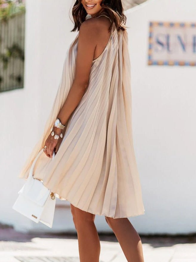 Women's Dresses Pleated Off Shoulder Sleeveless Mini Dress - Midi Dresses - Instastyled | Online Fashion Free Shipping Clothing, Dresses, Tops, Shoes - 27/06/2022 - 30-40 - Casual Dresses