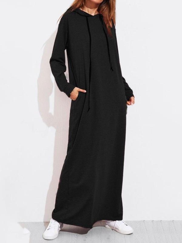 Women's Dresses Pocket Long Sleeve Hooded Maxi Dress - Maxi Dresses - INS | Online Fashion Free Shipping Clothing, Dresses, Tops, Shoes - 20-30 - 20/10/2021 - Casual Dresses