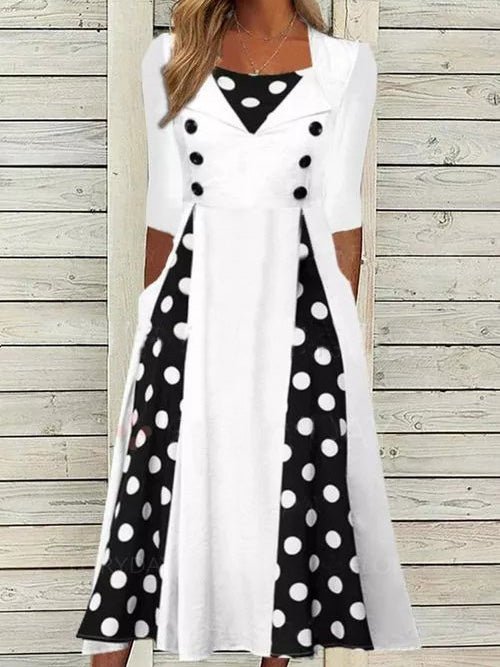 Women's Dresses Polka Dot Pocket Short Sleeve Dress - Maxi Dresses - Instastyled | Online Fashion Free Shipping Clothing, Dresses, Tops, Shoes - 30-40 - 30/04/2022 - color-white