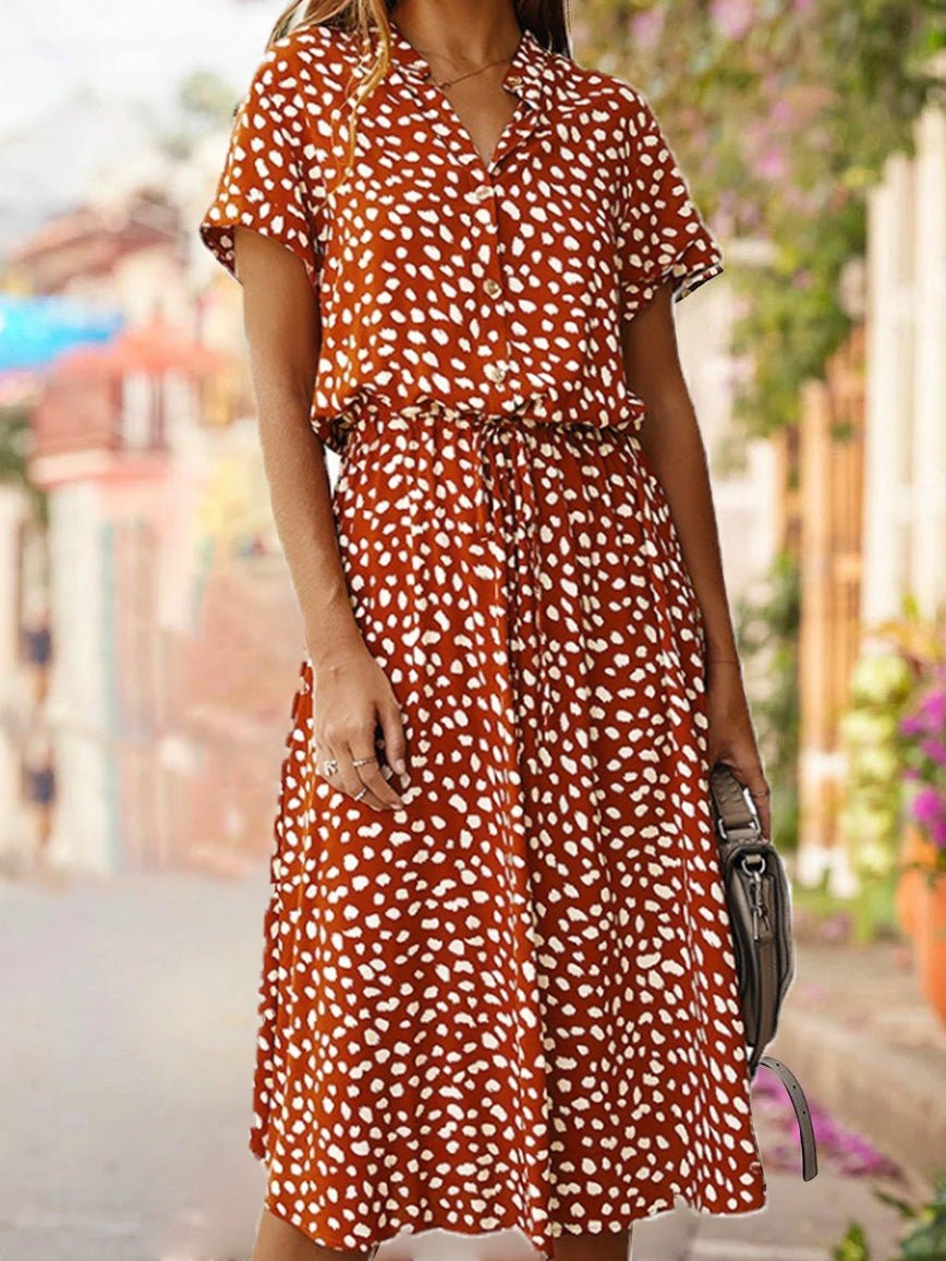 Women's Dresses Polka Dot Print Belted Short Sleeve Dress - Maxi Dresses - Instastyled | Online Fashion Free Shipping Clothing, Dresses, Tops, Shoes - 07/05/2022 - 30-40 - color-black