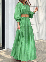 Women's Dresses Polka Dot Print Button Long Sleeve Dress - Maxi Dresses - Instastyled | Online Fashion Free Shipping Clothing, Dresses, Tops, Shoes - 06/01/2022 - 40-50 - color-green