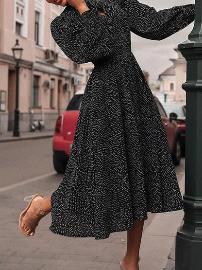 Women's Dresses Polka Dot Print Long Sleeve Dress - Maxi Dresses - Instastyled | Online Fashion Free Shipping Clothing, Dresses, Tops, Shoes - 20-30 - 23/08/2022 - color-black