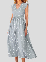 Women's Dresses Polka Dot Print V-Neck Short Sleeve Dress - Maxi Dresses - Instastyled | Online Fashion Free Shipping Clothing, Dresses, Tops, Shoes - 28/02/2022 - 30-40 - color-black