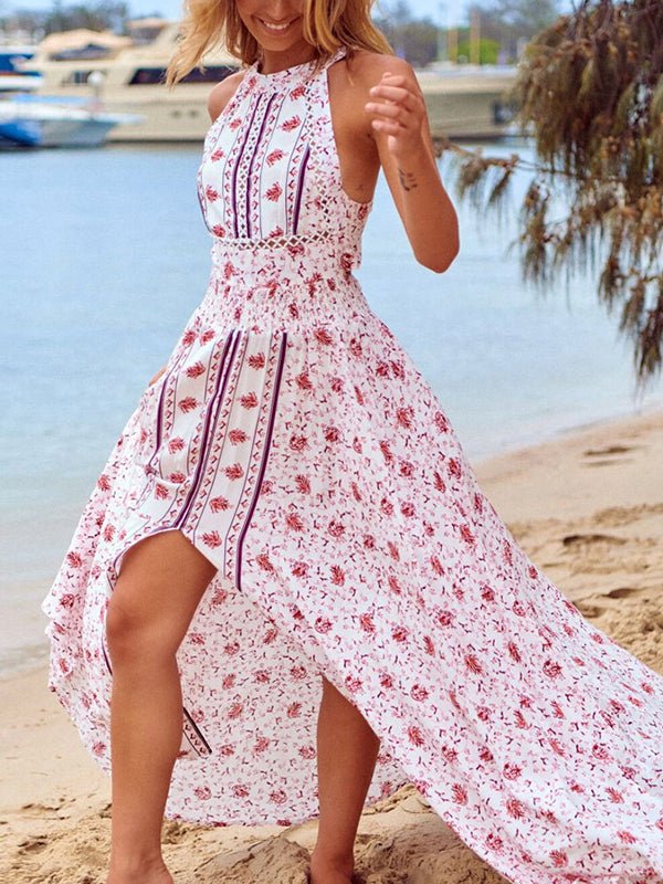 Women's Dresses Printed Backless Sleeveless Halter Neck Maxi Dress - Maxi Dresses - Instastyled | Online Fashion Free Shipping Clothing, Dresses, Tops, Shoes - 13/1/2023 - 40-50 - color-white