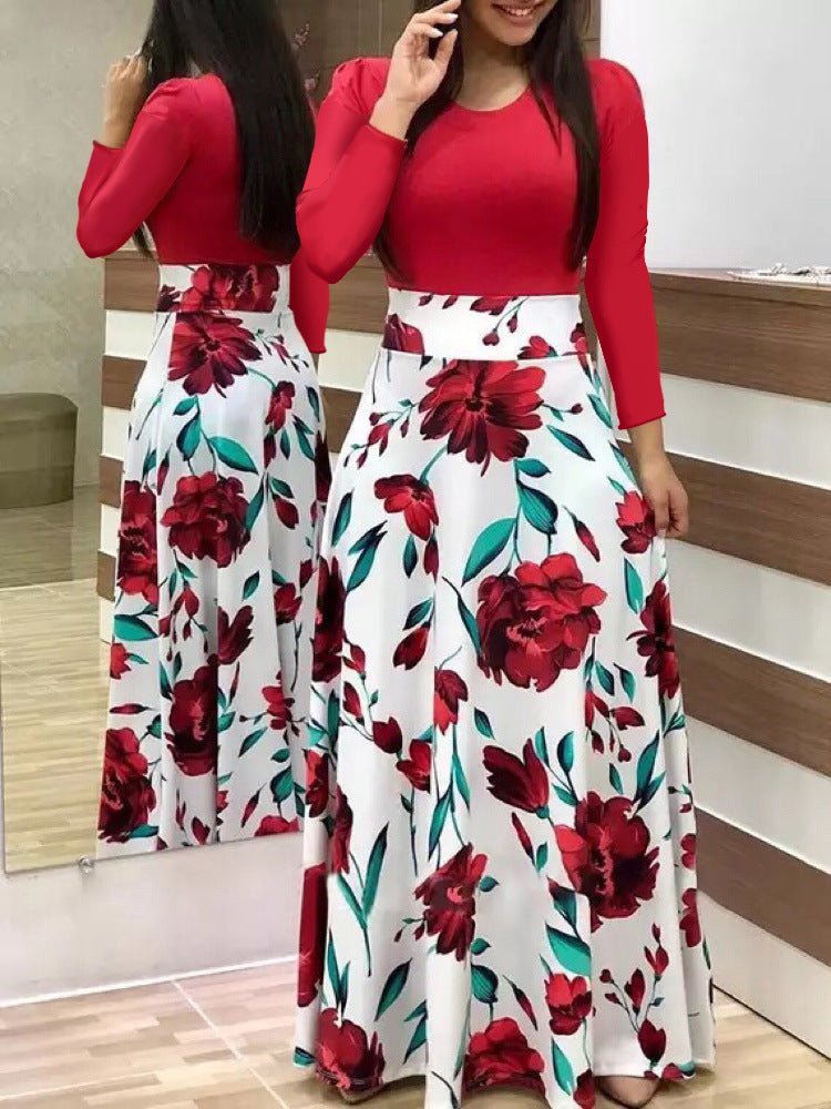 Women’s Dresses Printed Color Blocking Maxi Dress - MsDressly