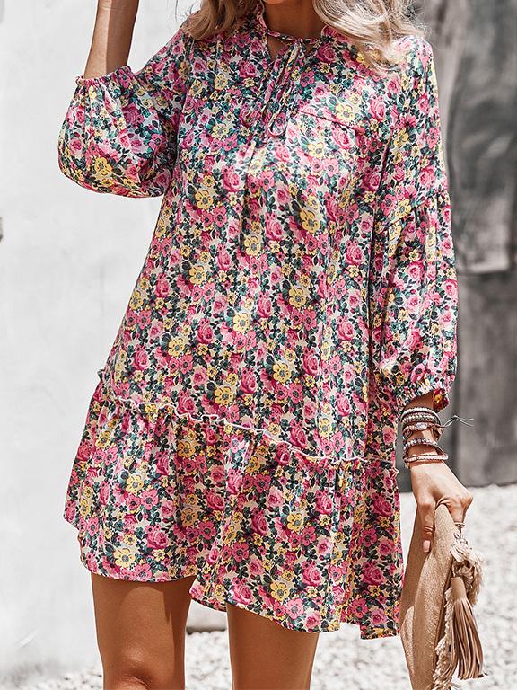 Women's Dresses Printed Long Sleeve Casual Holiday Dress - Mini Dresses - INS | Online Fashion Free Shipping Clothing, Dresses, Tops, Shoes - 10/08/2021 - 30-40 - Category_Mini Dresses