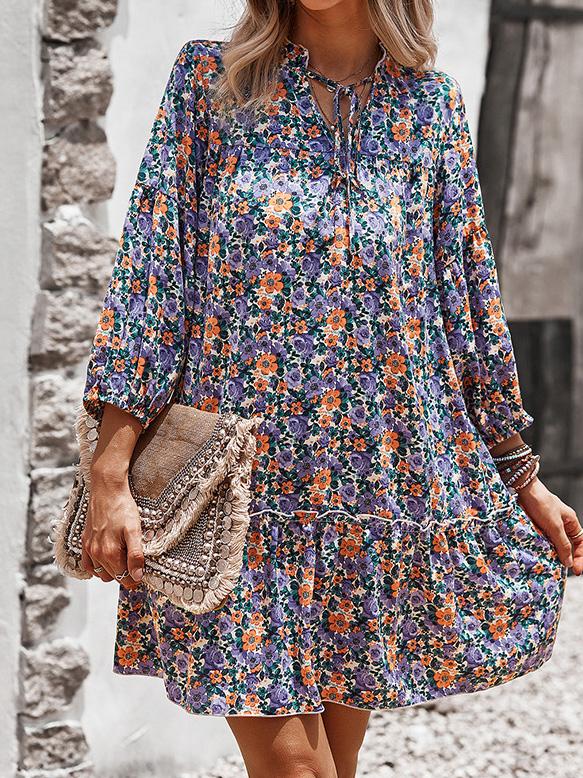 Women's Dresses Printed Long Sleeve Casual Holiday Dress - Mini Dresses - INS | Online Fashion Free Shipping Clothing, Dresses, Tops, Shoes - 10/08/2021 - 30-40 - Category_Mini Dresses