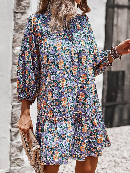 Women's Dresses Printed Long Sleeve Casual Holiday Dress - Mini Dresses - INS | Online Fashion Free Shipping Clothing, Dresses, Tops, Shoes - 10/08/2021 - 30-40 - Category_Mini Dresses