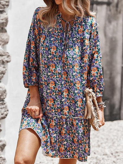 Women's Dresses Printed Long Sleeve Casual Holiday Dress - Mini Dresses - INS | Online Fashion Free Shipping Clothing, Dresses, Tops, Shoes - 10/08/2021 - 30-40 - Category_Mini Dresses