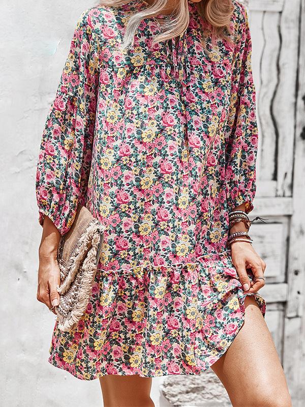 Women's Dresses Printed Long Sleeve Casual Holiday Dress - Mini Dresses - INS | Online Fashion Free Shipping Clothing, Dresses, Tops, Shoes - 10/08/2021 - 30-40 - Category_Mini Dresses