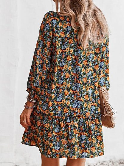 Women's Dresses Printed Long Sleeve Casual Holiday Dress - Mini Dresses - INS | Online Fashion Free Shipping Clothing, Dresses, Tops, Shoes - 10/08/2021 - 30-40 - Category_Mini Dresses