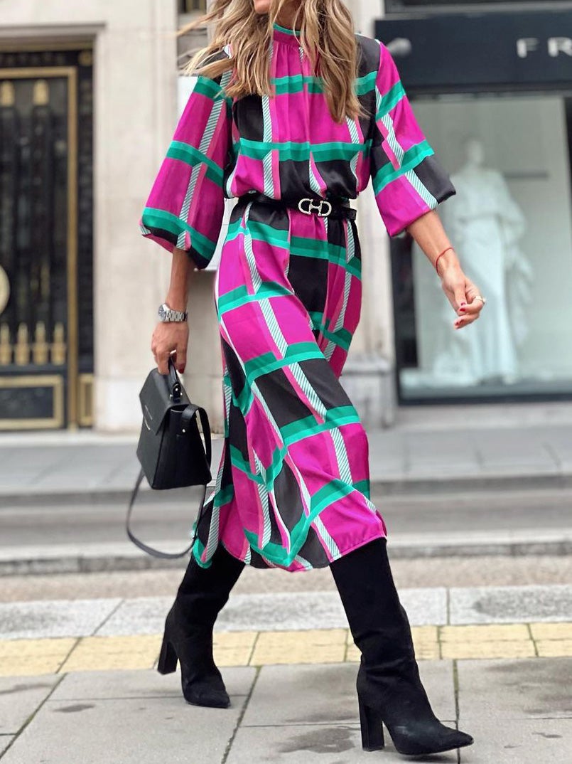 Women's Dresses Printed Mid-Sleeve A-Line Dress - Maxi Dresses - Instastyled | Online Fashion Free Shipping Clothing, Dresses, Tops, Shoes - 11/01/2022 - 30-40 - color-multi