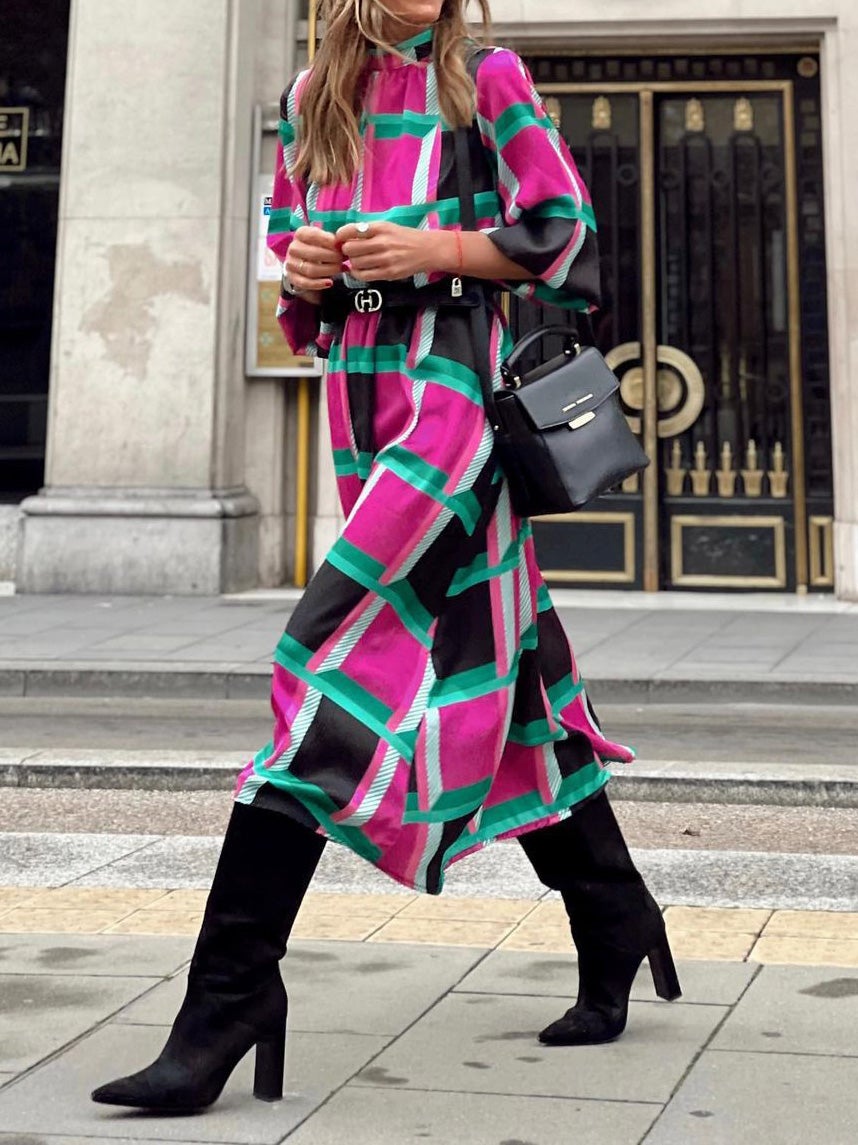 Women's Dresses Printed Mid-Sleeve A-Line Dress - Maxi Dresses - Instastyled | Online Fashion Free Shipping Clothing, Dresses, Tops, Shoes - 11/01/2022 - 30-40 - color-multi