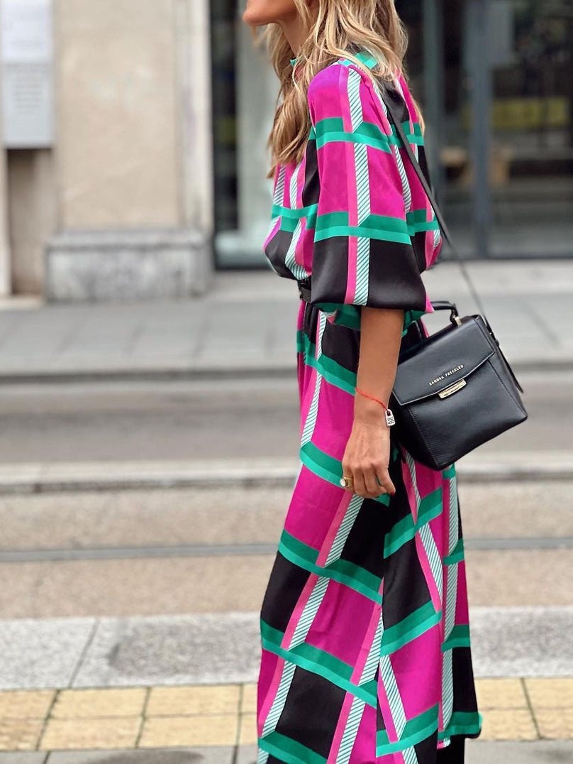 Women's Dresses Printed Mid-Sleeve A-Line Dress - Maxi Dresses - Instastyled | Online Fashion Free Shipping Clothing, Dresses, Tops, Shoes - 11/01/2022 - 30-40 - color-multi