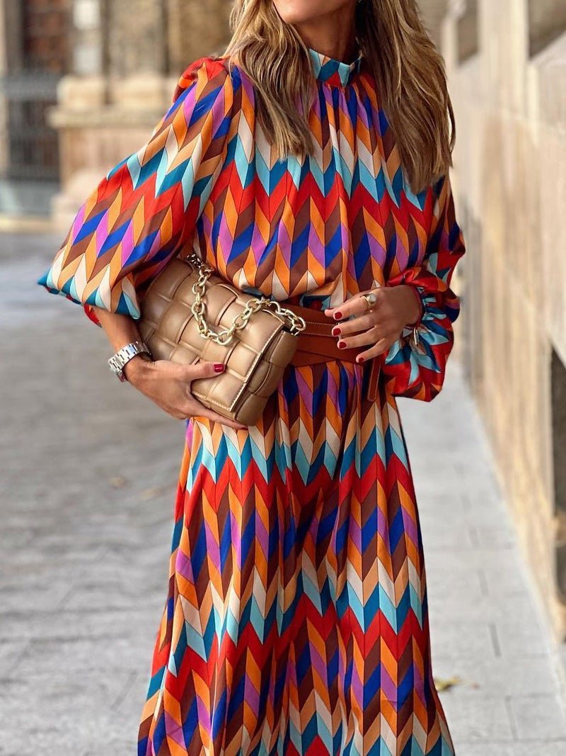 Women's Dresses Printed Mid-Sleeve A-Line Dress - Maxi Dresses - Instastyled | Online Fashion Free Shipping Clothing, Dresses, Tops, Shoes - 11/01/2022 - 30-40 - color-multi