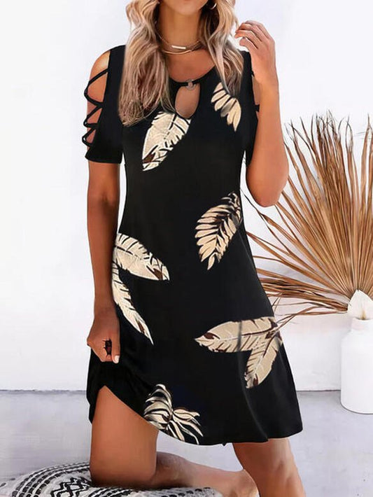 Women's Dresses Printed Off-Shoulder Short Sleeve Dress - Mini Dresses - Instastyled | Online Fashion Free Shipping Clothing, Dresses, Tops, Shoes - 17/02/2022 - 30-40 - Casual Dresses