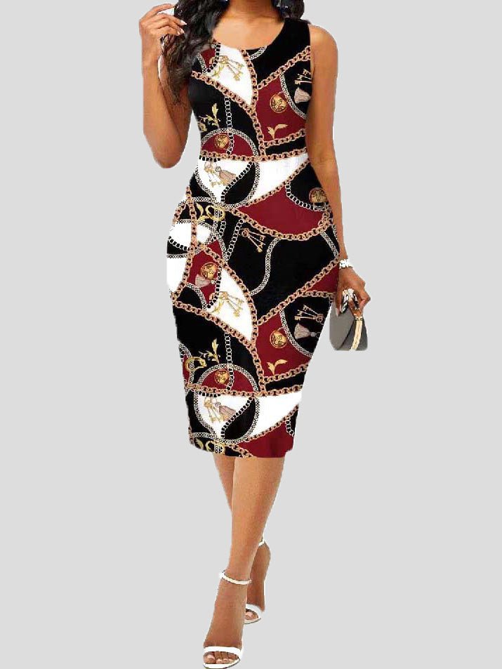 Women's Dresses Printed Sleeveless Slim Fit Dress - Maxi Dresses - Instastyled | Online Fashion Free Shipping Clothing, Dresses, Tops, Shoes - 20-30 - 28/02/2022 - color-black