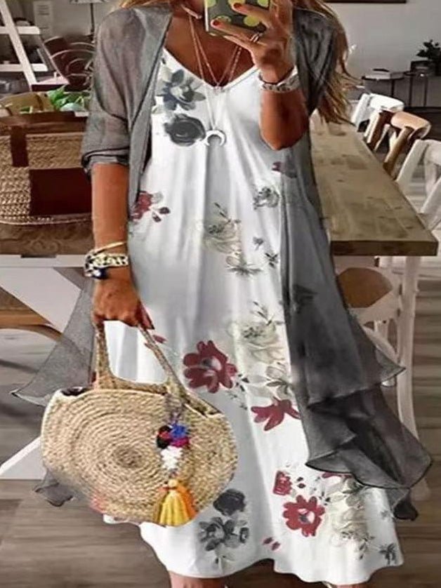 Women's Dresses Printed Sling Fake Two Piece Dress - Maxi Dresses - Instastyled | Online Fashion Free Shipping Clothing, Dresses, Tops, Shoes - 02/03/2022 - 40-50 - Casual Dresses