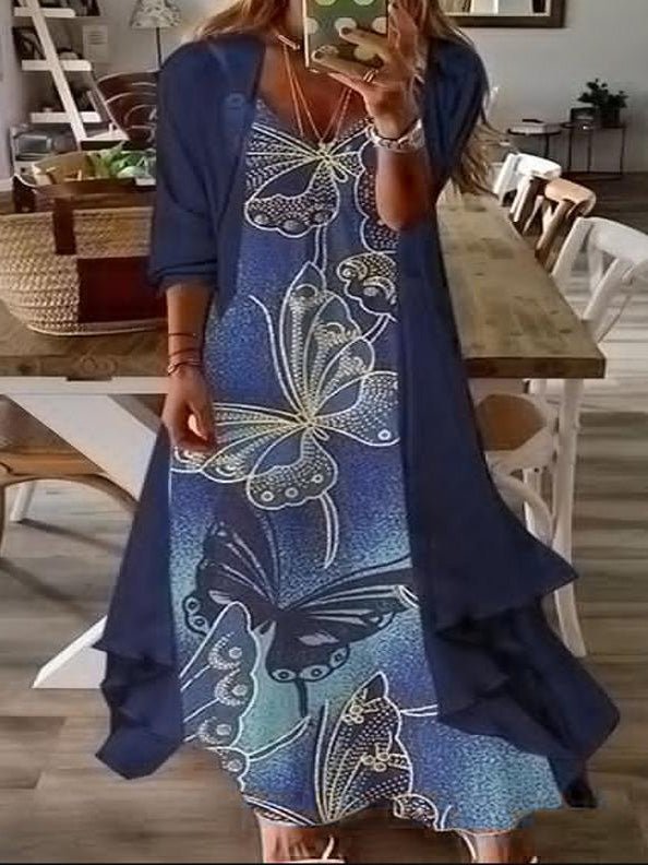 Women's Dresses Printed Sling Fake Two Piece Dress - Maxi Dresses - Instastyled | Online Fashion Free Shipping Clothing, Dresses, Tops, Shoes - 02/03/2022 - 40-50 - Casual Dresses