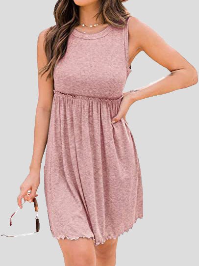 Women's Dresses Round Neck Knitted High Waist Vest Dress - Mini Dresses - Instastyled | Online Fashion Free Shipping Clothing, Dresses, Tops, Shoes - 03/03/2022 - 30-40 - Casual Dresses