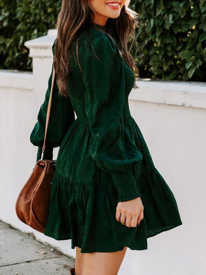 Women's Dresses Round Neck Long Sleeve Mini Dress - Mini Dresses - Instastyled | Online Fashion Free Shipping Clothing, Dresses, Tops, Shoes - 17/12/2021 - 30-40 - color-dark_green