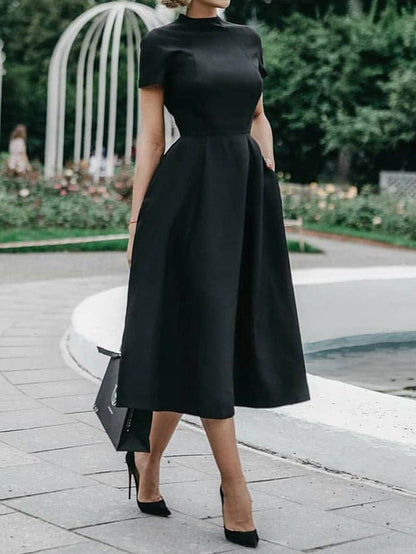 Women's Dresses Round Neck Short Sleeve Slim Dress - Maxi Dresses - Instastyled | Online Fashion Free Shipping Clothing, Dresses, Tops, Shoes - 20/05/2022 - 30-40 - color-black