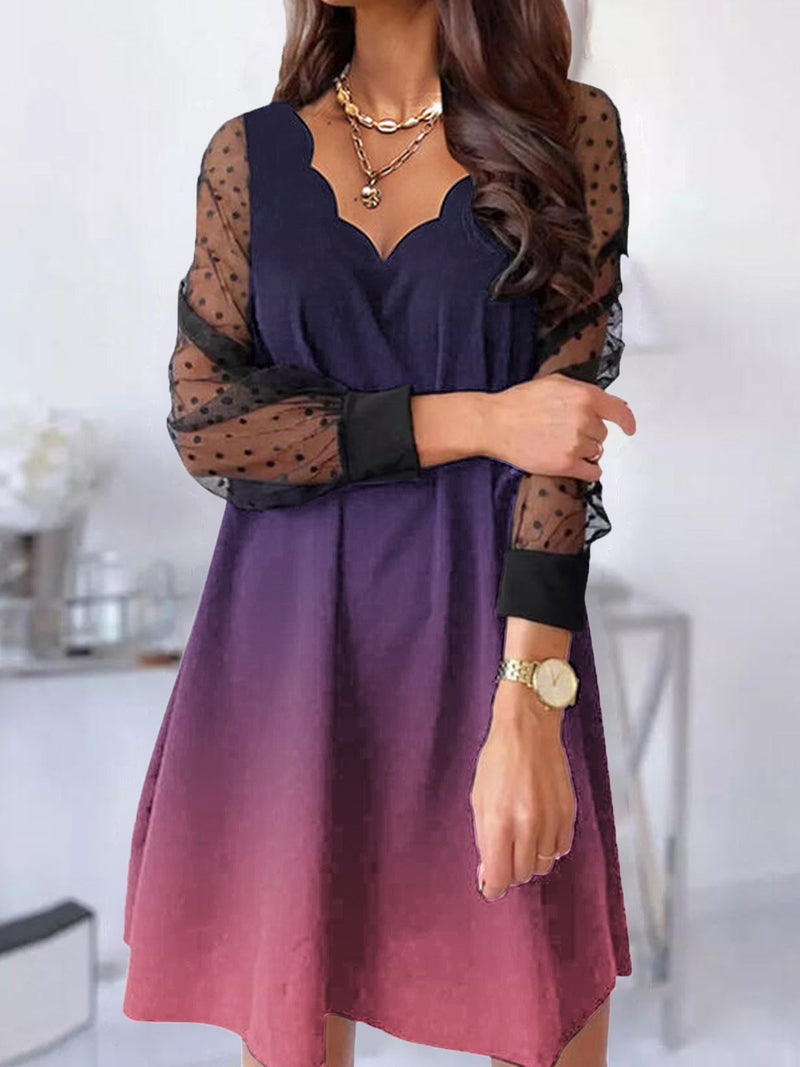 Women's Dresses Ruffle Collar Lace Long Sleeve Dress - Mini Dresses - Instastyled | Online Fashion Free Shipping Clothing, Dresses, Tops, Shoes - 20-30 - 24/12/2021 - Casual Dresses