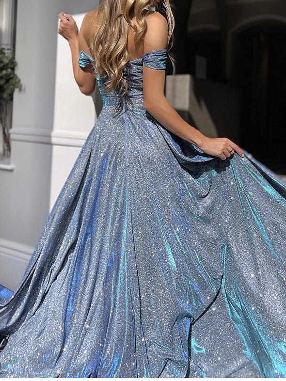 Women's Dresses Sequin Tube Top Off-Shoulder Slit Party Dress - Maxi Dresses - Instastyled | Online Fashion Free Shipping Clothing, Dresses, Tops, Shoes - 06/05/2022 - color-blue - color-light-white