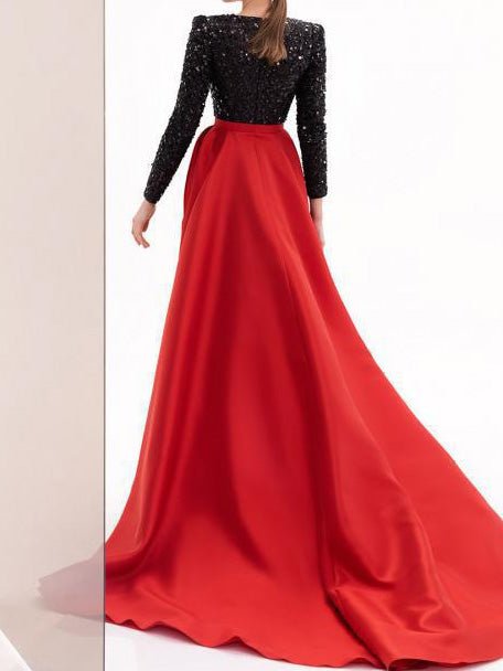 Women's Dresses Sequin V-Neck Long Sleeve Slit Dress - Maxi Dresses - Instastyled | Online Fashion Free Shipping Clothing, Dresses, Tops, Shoes - 29/08/2022 - Color_Red - DRE2208295287