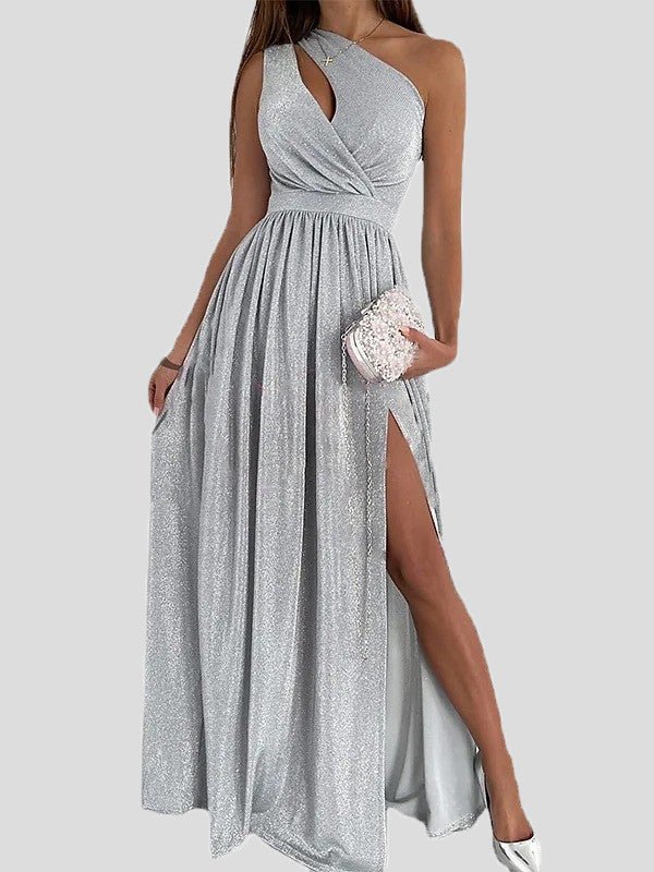 Women's Dresses Shiny Off Shoulder Hollow Slit Dress - Maxi Dresses - Instastyled | Online Fashion Free Shipping Clothing, Dresses, Tops, Shoes - 21/04/2022 - 30-40 - color-black