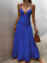 Women's Dresses Sling Deep V-Neck Bare Back Dress - Maxi Dresses - Instastyled | Online Fashion Free Shipping Clothing, Dresses, Tops, Shoes - 21/02/2022 - 40-50 - color-blue