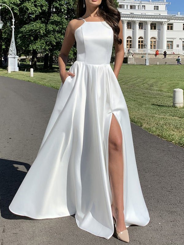 Women's Dresses Sling Open Back Slit Maxi Dress - Maxi Dresses - Instastyled | Online Fashion Free Shipping Clothing, Dresses, Tops, Shoes - 16/07/2022 - 40-50 - color-blue_green