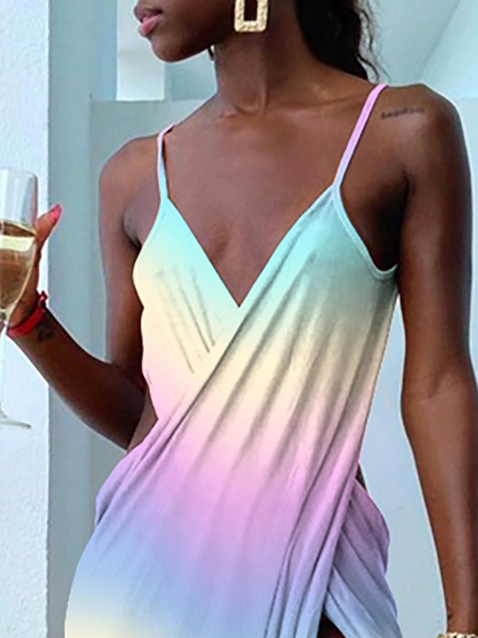 Women's Dresses Sling Print Bare Back Slit Dress - Maxi Dresses - Instastyled | Online Fashion Free Shipping Clothing, Dresses, Tops, Shoes - 10/02/2022 - 30-40 - color-black
