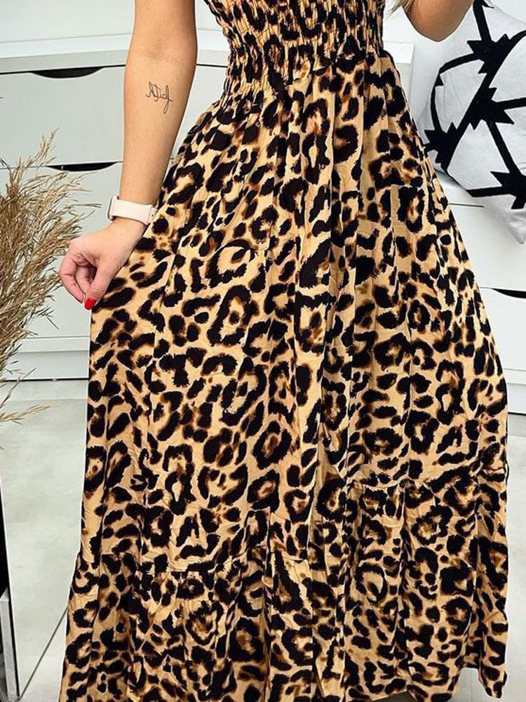 Women's Dresses Sling V-Neck Leopard Print Dress - Maxi Dresses - Instastyled | Online Fashion Free Shipping Clothing, Dresses, Tops, Shoes - 15/02/2022 - 40-50 - color-brown