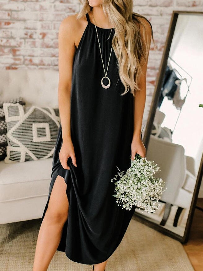 Women's Dresses Solid Color Sling Slit Casual Dress - Maxi Dresses - Instastyled | Online Fashion Free Shipping Clothing, Dresses, Tops, Shoes - 13/01/2022 - 20-30 - Casual Dresses
