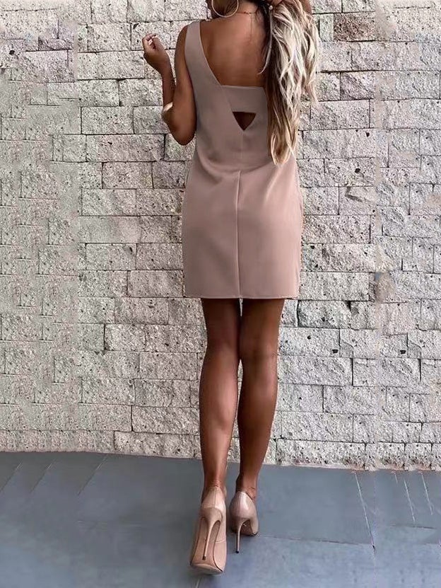Women's Dresses Solid Crew Neck Bare Back Sleeveless Dress - Mini Dresses - Instastyled | Online Fashion Free Shipping Clothing, Dresses, Tops, Shoes - 17/01/2022 - 20-30 - Casual Dresses