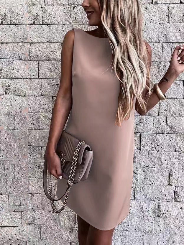 Women's Dresses Solid Crew Neck Bare Back Sleeveless Dress - Mini Dresses - Instastyled | Online Fashion Free Shipping Clothing, Dresses, Tops, Shoes - 17/01/2022 - 20-30 - Casual Dresses