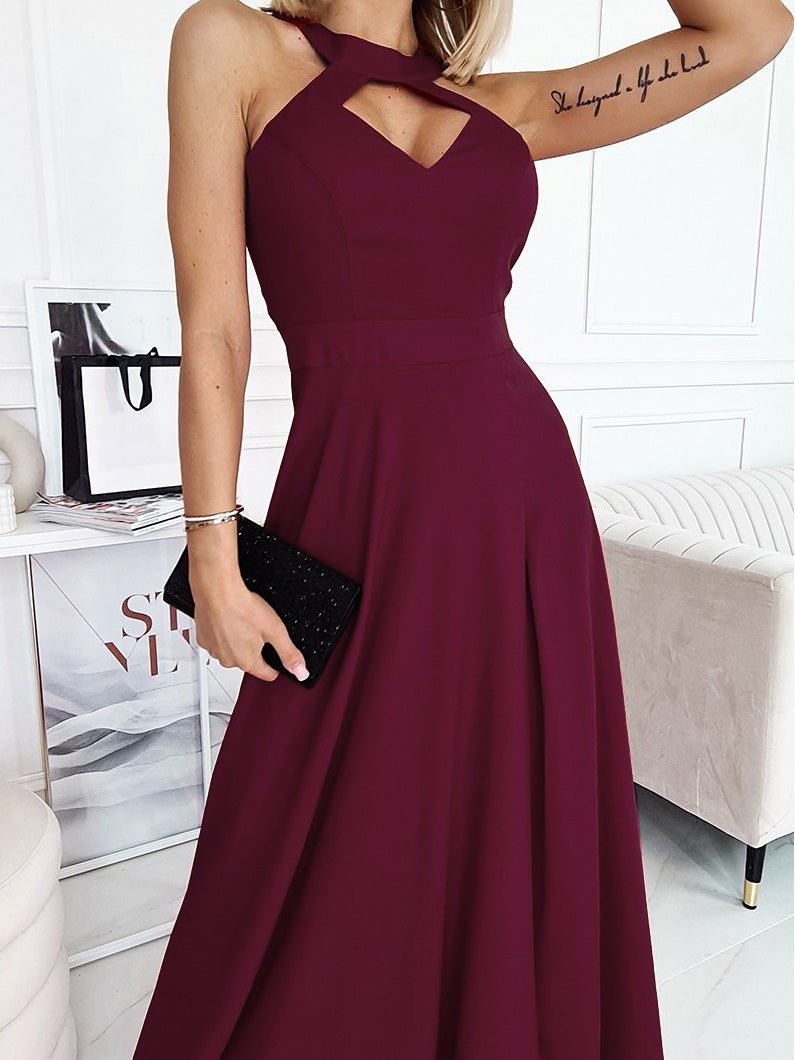 Women's Dresses Solid Halter Hollow Sleeveless Slit Dress - Maxi Dresses - Instastyled | Online Fashion Free Shipping Clothing, Dresses, Tops, Shoes - 14/03/2022 - 30-40 - color-green